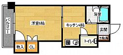 高中ビル北棟 1Kの間取図画像