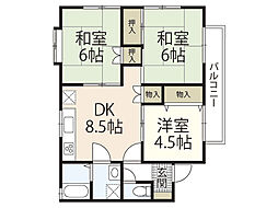 メゾン隅田 3DKの間取図画像
