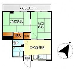 野崎ビル 2DKの間取図画像