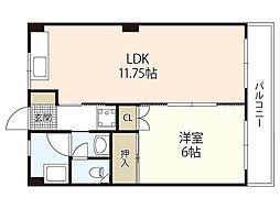 コーポ花本翠町 1LDKの間取図画像