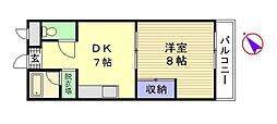 スライブ皆実 1DKの間取図画像