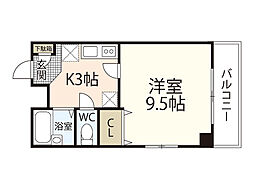 クロワール京橋 1Kの間取図画像