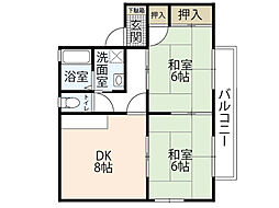 ドミール柳ケ丘 2DKの間取図画像