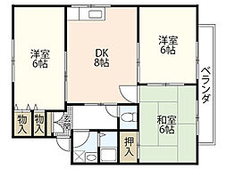 ハイカムール平原 3DKの間取図画像