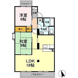 グランディール上久保A 2LDKの間取図画像