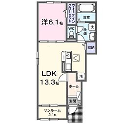 パストラーレ A 1LDKの間取図画像