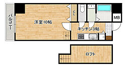東雲パレス 1Kの間取図画像
