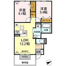 セント・セシリアB 1LDKの間取図画像