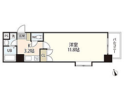 フォルム幟町 1Kの間取図画像