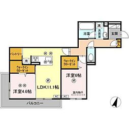ミルフォード皆実町 2LDKの間取図画像