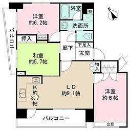 エーデル己斐本町 3LDKの間取図画像