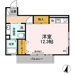 ストゥーディオ雅A ワンルームの間取図画像