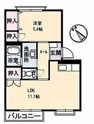 フレグランス長束B 1LDKの間取図画像