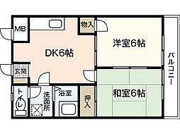 ハイム木田 2DKの間取図画像