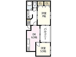 小沢ビル 2DKの間取図画像