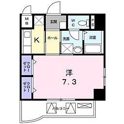 クラールアヴェニュー 1Kの間取図画像