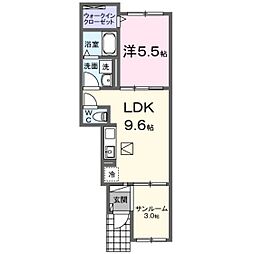 ベルクレール畝原 1LDKの間取図画像