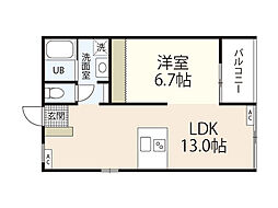 Y.KFLATA 1LDKの間取図画像