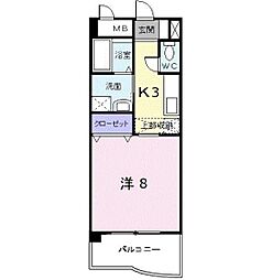 サニーヒルズK 1Kの間取図画像