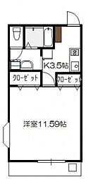 サザン27前川ビル 1Kの間取図画像