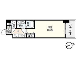エイトバレー43平和大通り 1Kの間取図画像