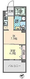 POTHOS呉三条 1DKの間取図画像