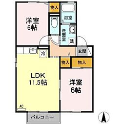 セジュール重本A 2LDKの間取図画像