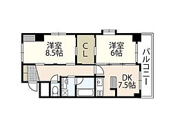 アティール観音 2DKの間取図画像