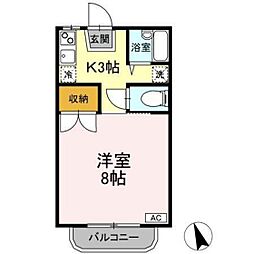 コーポあいB 1Kの間取図画像