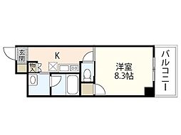 GoldCourt楽々園 1Kの間取図画像