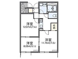 プレジュールB 2LDKの間取図画像