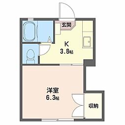 フレグランス東霞D 1Kの間取図画像