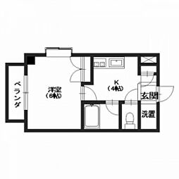 第2植野ビル 1Kの間取図画像
