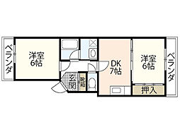 メゾン山嘉 2DKの間取図画像