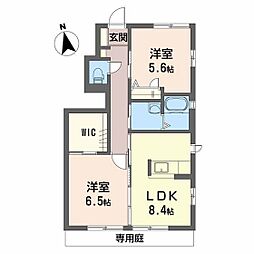 ヴェルデメゾンさだいわD 2DKの間取図画像