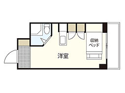 アルファービル 5階ワンルームの間取り