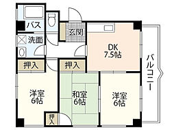 森田ハイム 4階3DKの間取り