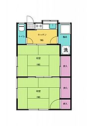 西本アパート 1階2Kの間取り