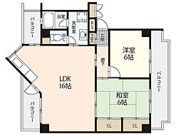 スワビル 4階2LDKの間取り