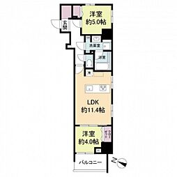 ブランシエスタ広島駅 11階2LDKの間取り
