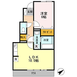 イリマ 1階1LDKの間取り
