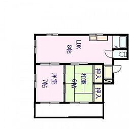 渡辺ビル 2階2LDKの間取り