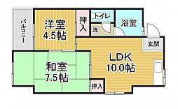 第1吉岡ビル 4階2LDKの間取り