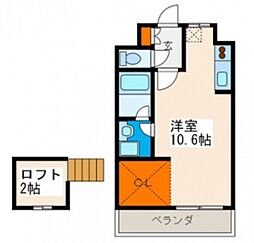 セントラルゲート聖 2階ワンルームの間取り