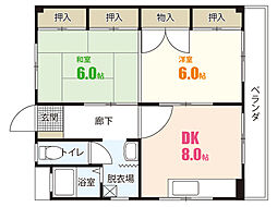 柿本ビル 1階2DKの間取り
