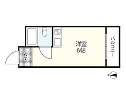 清水ビル 5階ワンルームの間取り