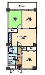 アーバン中央 3階3LDKの間取り