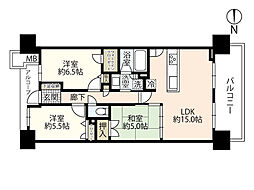 ライオンズ住吉橋リバーフォート 2階3LDKの間取り