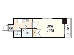 サンドエル東蟹屋 11階1Kの間取り