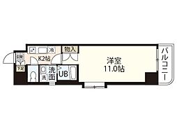 ヒルズ平和橋 11階1Kの間取り